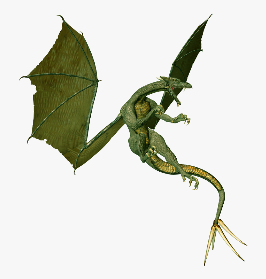 Angry Green Dragon Png Image - Dragon Flying White Background, Transparent Png, Free Download