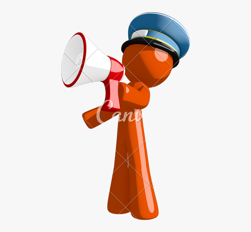 Orange Man Postal Mail Worker Shouting In Bullhorn - Illustration, HD Png Download, Free Download