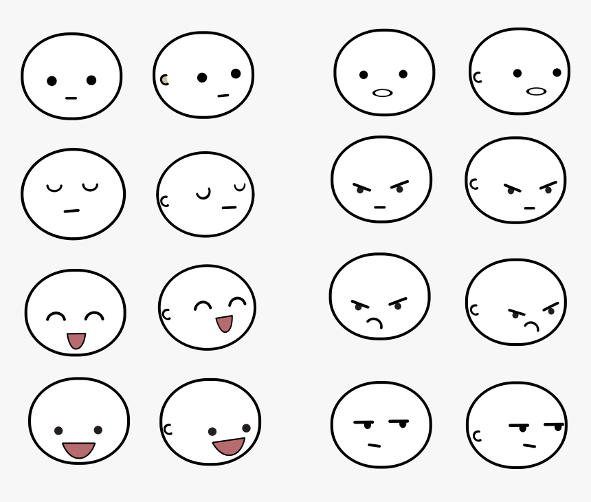 Mix And Match Facial Expressions Clip Arts - Black And White Facial Expression Clipart, HD Png Download, Free Download