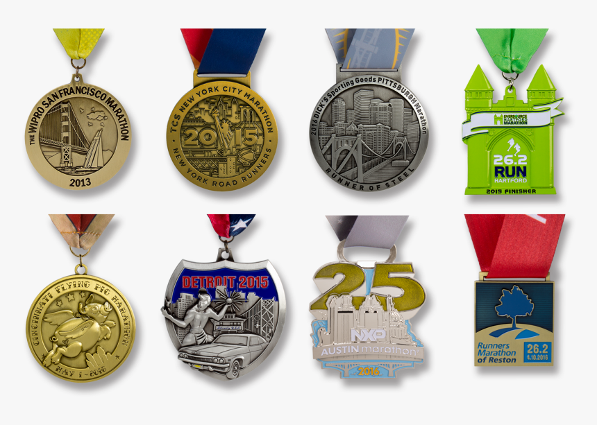 Wrestling Custom Medals Sample Collection - Detroit Free Press Marathon 2019 Medal, HD Png Download, Free Download