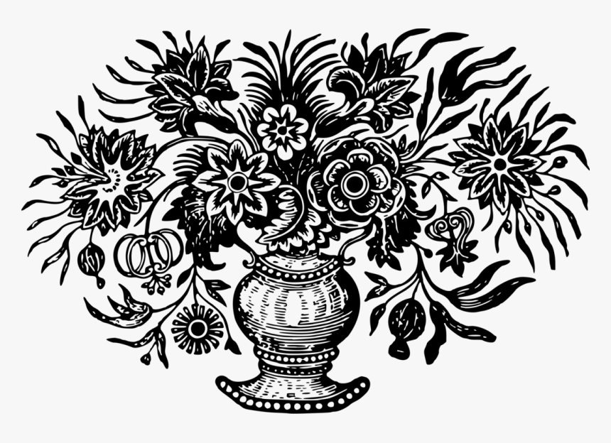 Visual Arts,plant,flora - Flower Vase Black N White Png, Transparent Png, Free Download