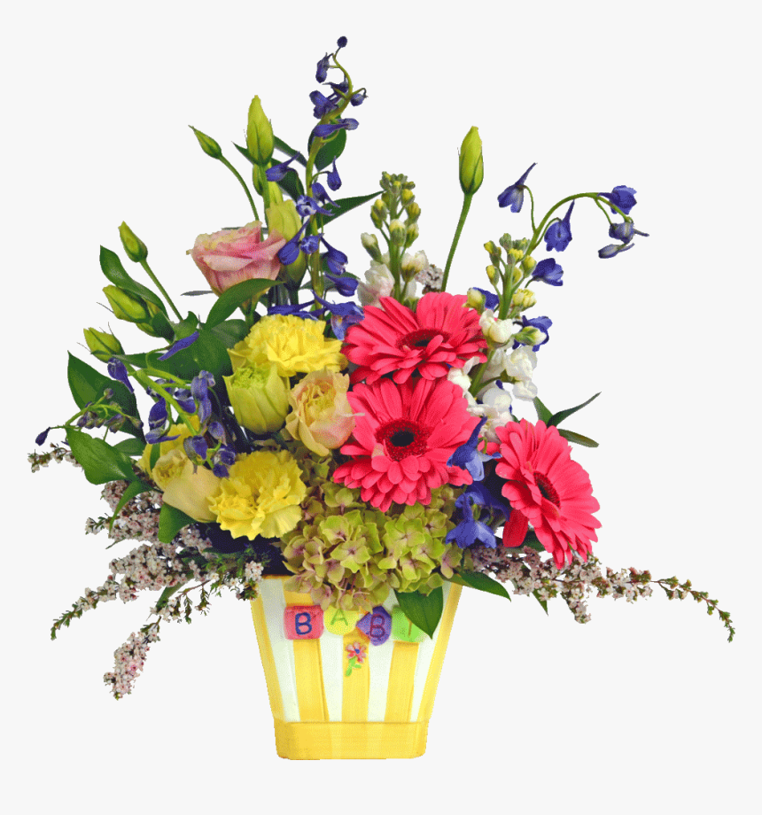 Yellow Striped Baby Vase Bouquet - Ballagási Csokrok Lányoknak 2019, HD Png Download, Free Download