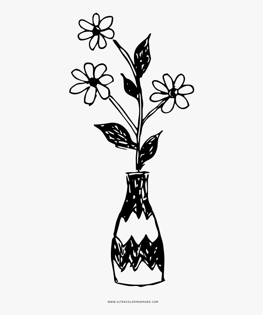 Flower Vase Coloring Page - Vase, HD Png Download, Free Download