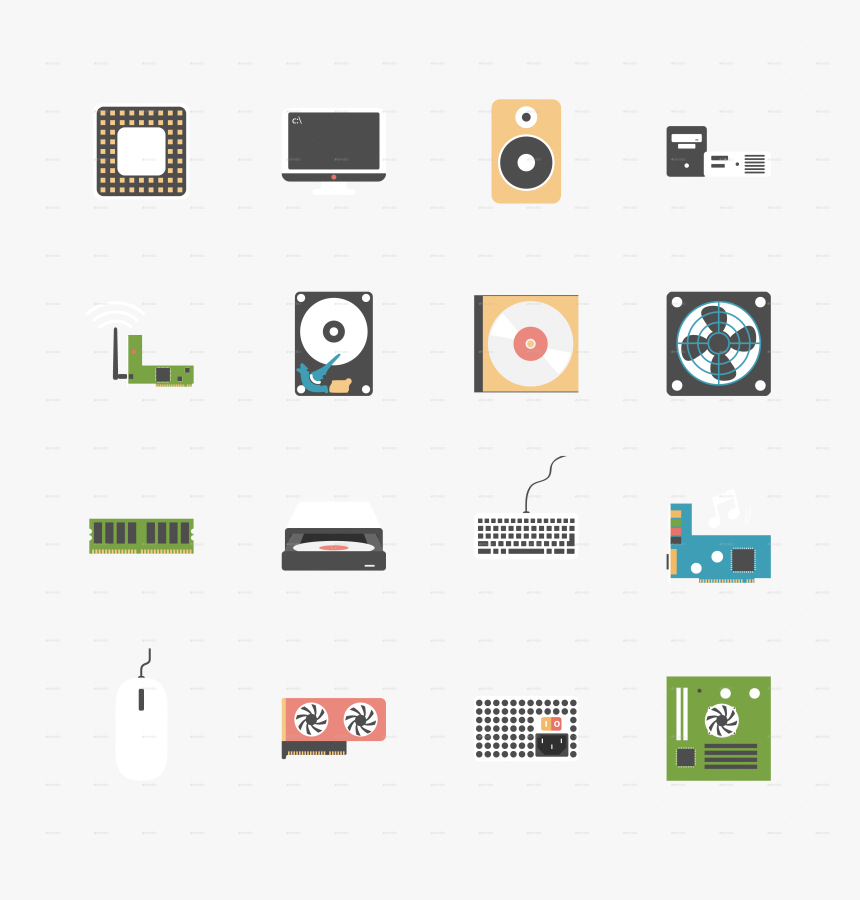 Flat Computer Parts Clear Flat Computer Parts Clear - Computer Parts Icon Png, Transparent Png, Free Download