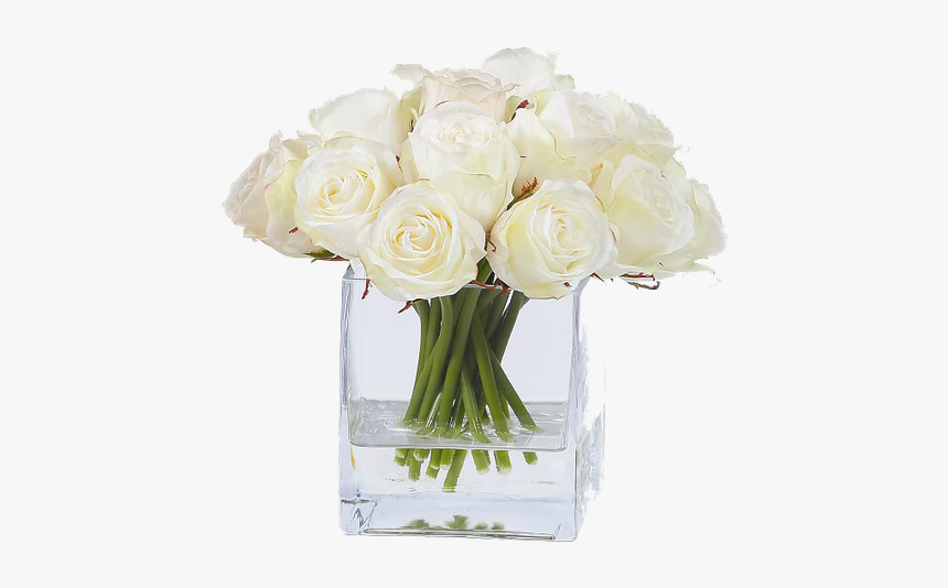 Glass Vase With White Flowers, HD Png Download, Free Download