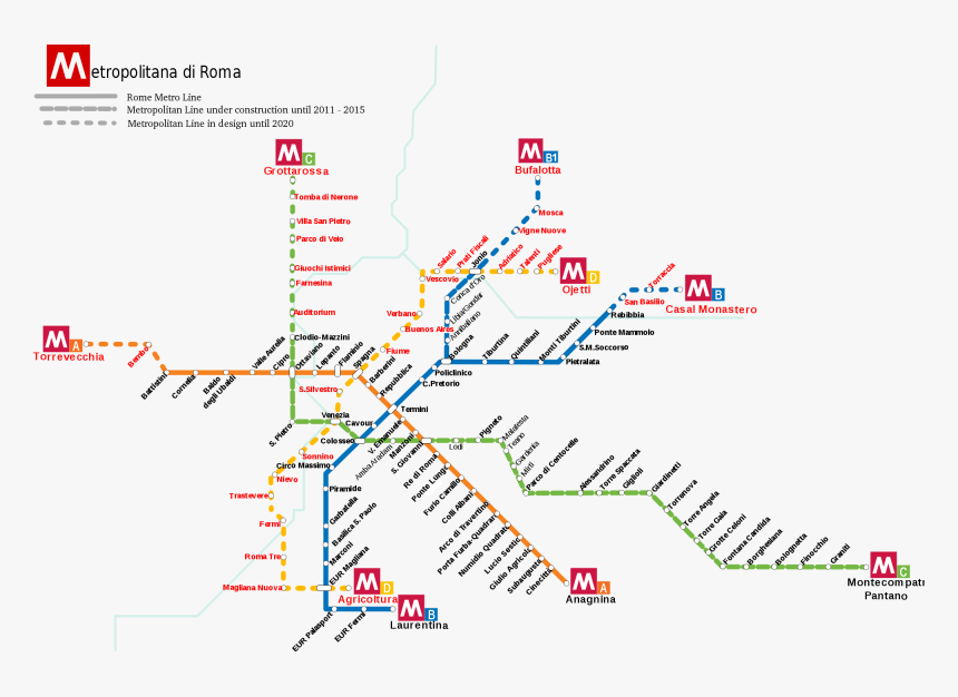 Line C Map Rome, HD Png Download, Free Download