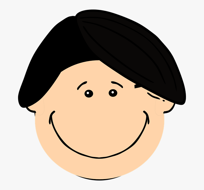 Boy, Hair, Black, Happy, Dark, Smile - Black Hair Clipart, HD Png Download, Free Download