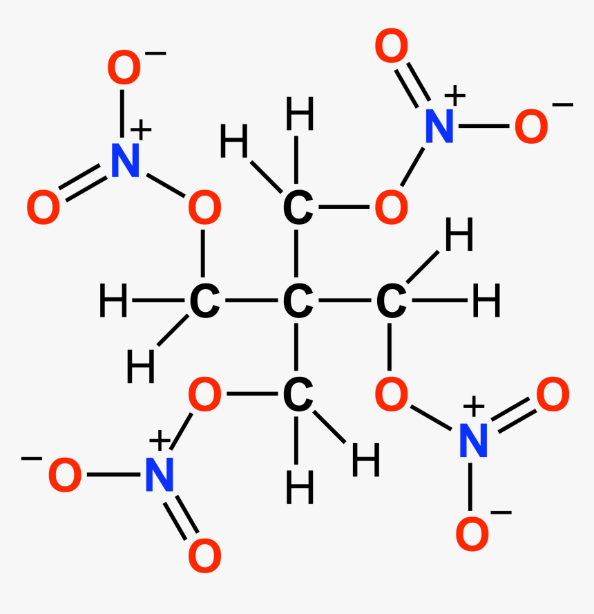 Petn Structural Formula 2d Colour Coded - Basic Structure Of Generalized Amino Acid, HD Png Download, Free Download