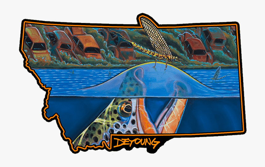 Derek Deyoung Harvest Moon Rising Montana Brown Trout - Trout Space Painting, HD Png Download, Free Download