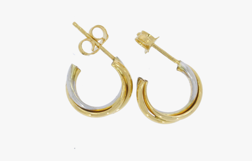 9ct White & Yellow Gold Hoop Earrings , Png Download - Earrings, Transparent Png, Free Download