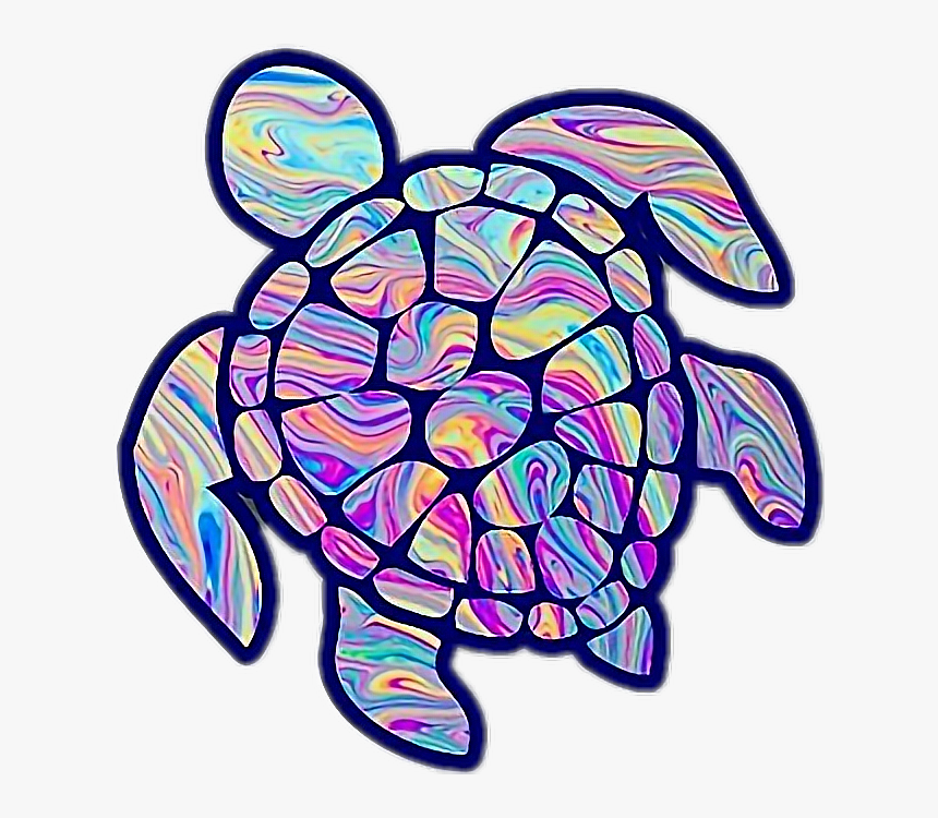Turtle Cute Rainbow Tiedye Tumblr - Turtle Sticker Transparent Background, HD Png Download, Free Download
