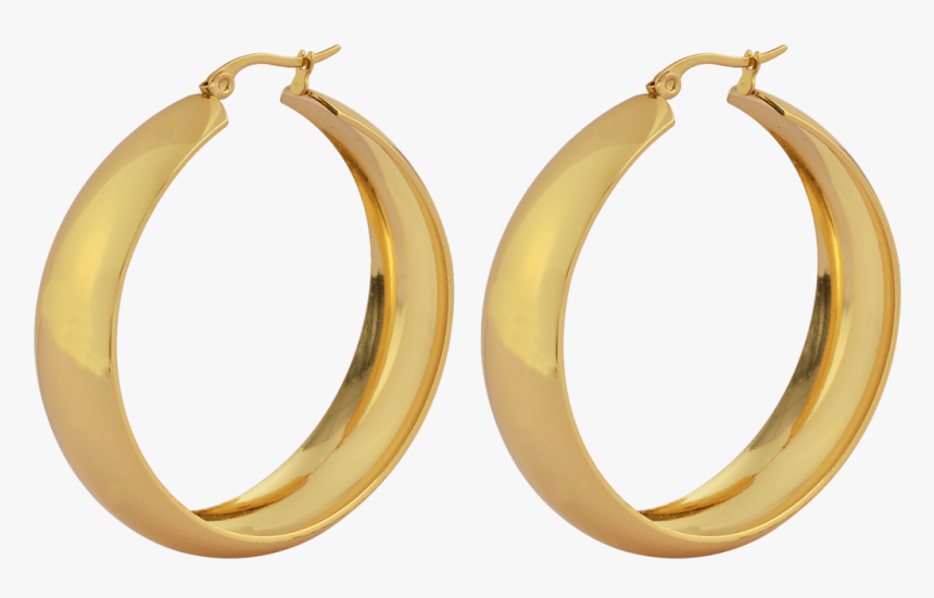 Gold Plated Hoop Earrings Thick, HD Png Download, Free Download