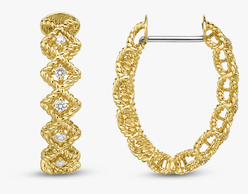 Roberto Coin Oval Hoop Earring - Roberto Coin Barocco Hoops, HD Png Download, Free Download