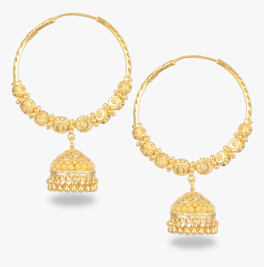 22ct Gold Hoop Earrings With Droplet - Earrings, HD Png Download - kindpng