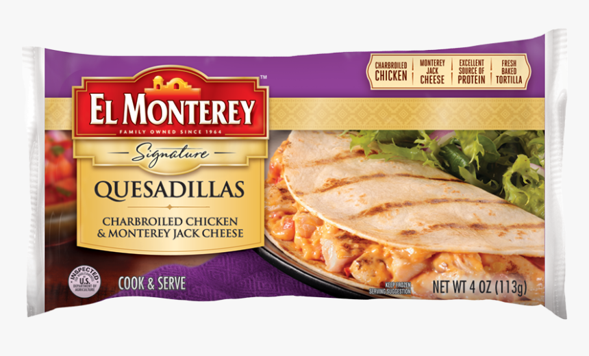 Single Charbroiled Chicken & Monterey Jack Cheese Quesadilla - El Monterey Quesadillas, HD Png Download, Free Download