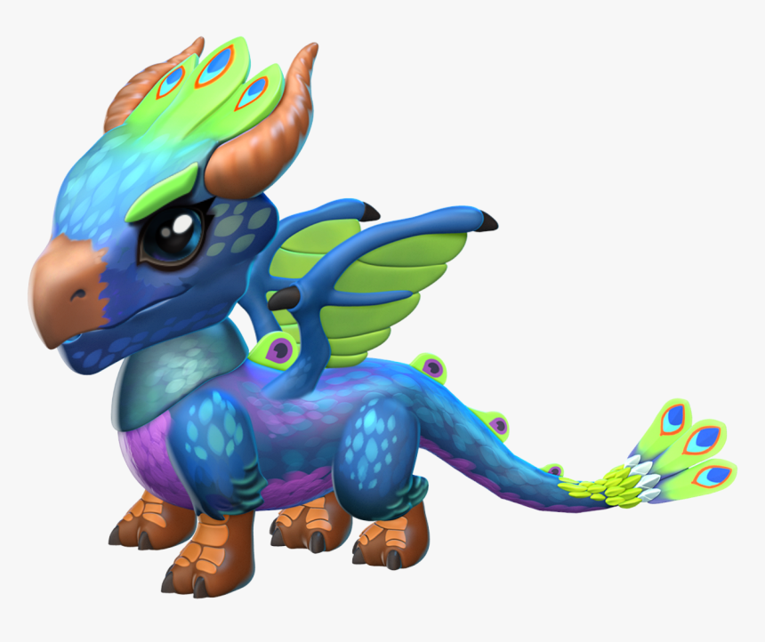 Peacock Dragon Baby - Dragon De Azur Dragon Mania Legends, HD Png Download, Free Download