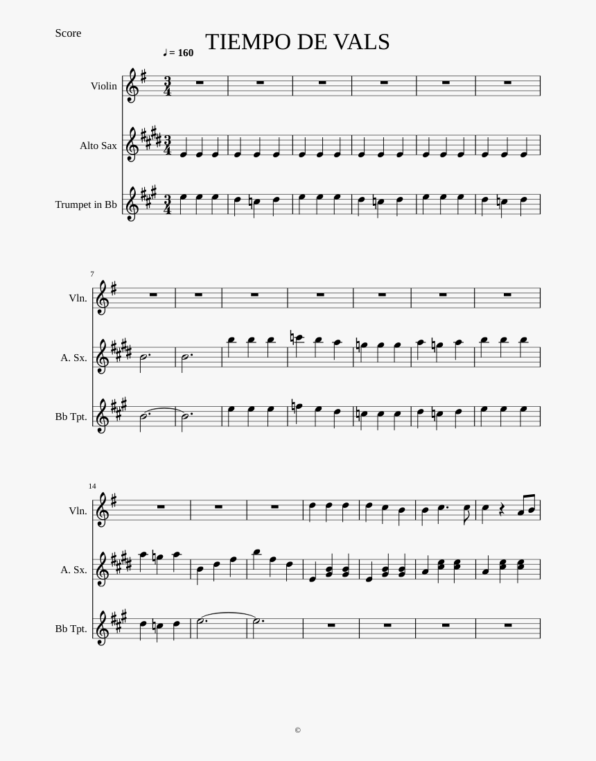 Partitura Tiempo De Vals Violin, HD Png Download, Free Download