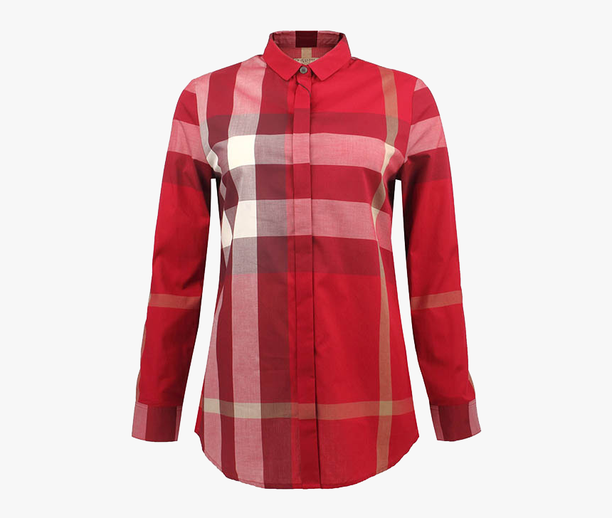 Burberry Plaid Shirt Front T-shirt Ms - เสื้อ เบ อ เบ อ รี่ สี แดง, HD Png Download, Free Download