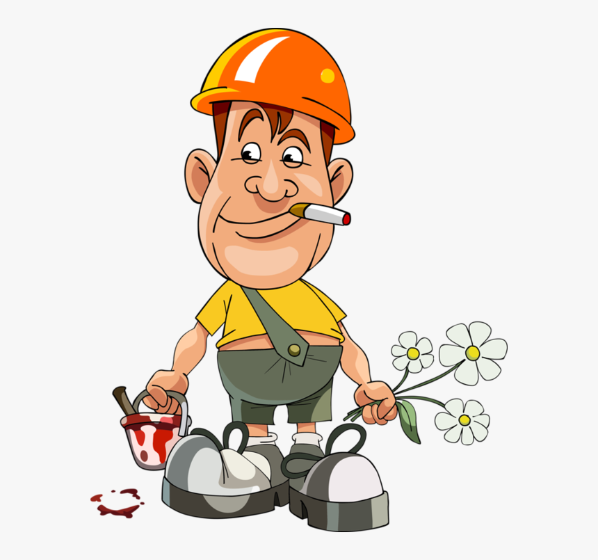 Transparent Workers Clipart - Construction Worker Smoking Cartoon, HD Png Download, Free Download