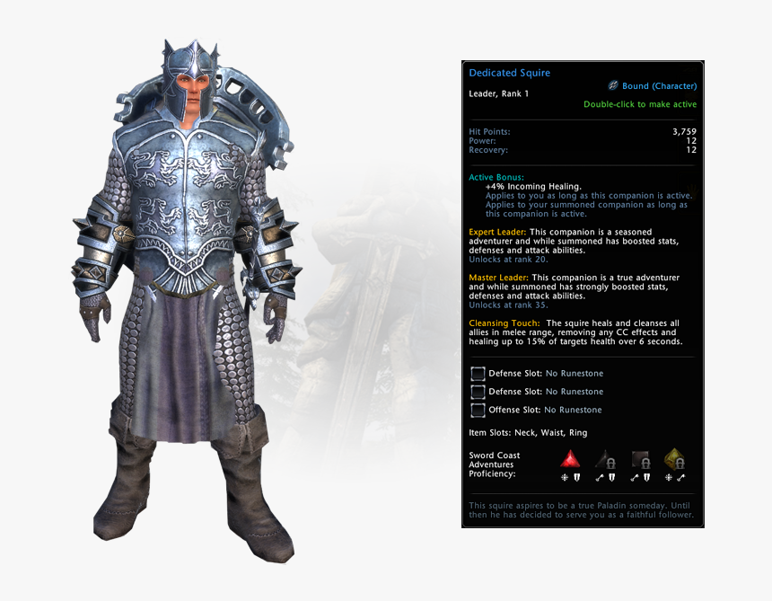 Neverwinter Dedicated Squire, HD Png Download, Free Download