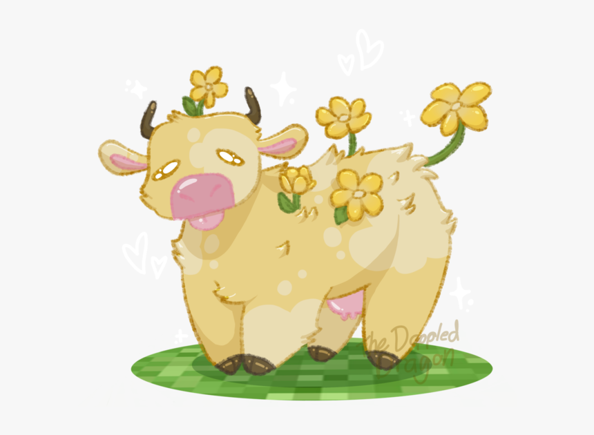 A Fuzzy Yellow Cow With Yellow Flowers On Its Back - Minecraft Flower Cow Art, HD Png Download, Free Download