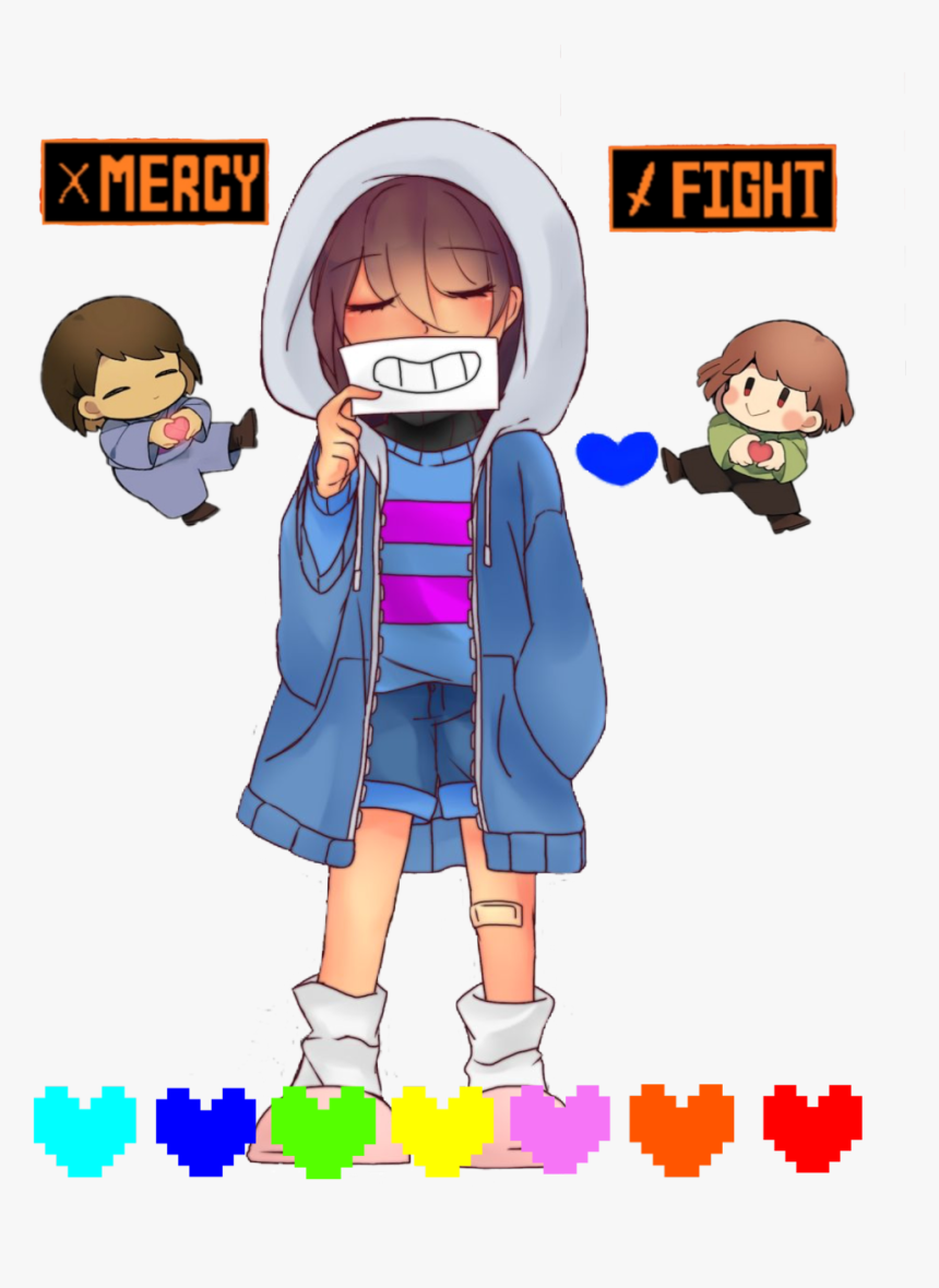 Art Frisk Chara Undertale Frisk In Sans Jacket Hd Png Download Kindpng