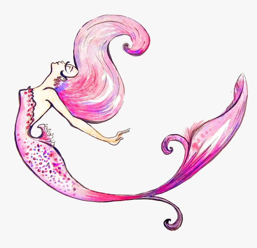 Purple Mermaid Png Download - Mermaid Illustration Png, Transparent Png, Free Download