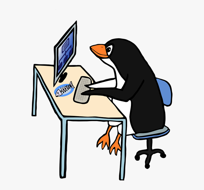 Linux, Tux, Administrator, Animal, Bird, Computer, - Penguin At A Desk, HD Png Download, Free Download