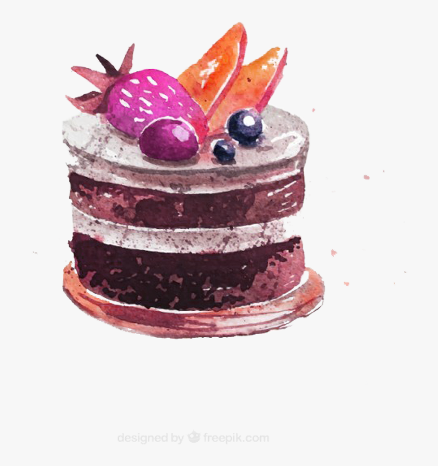 Cupcake Chocolate Cake Bakery Watercolor Painting Clip - Cake Art Watercolor Painting, HD Png Download, Free Download