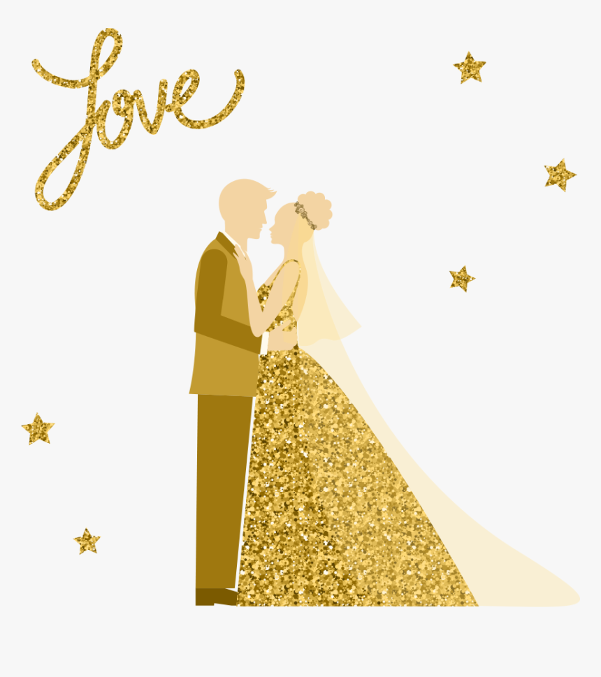 Vector Wedding Png Download - Wedding Silhouettes Gold, Transparent Png, Free Download