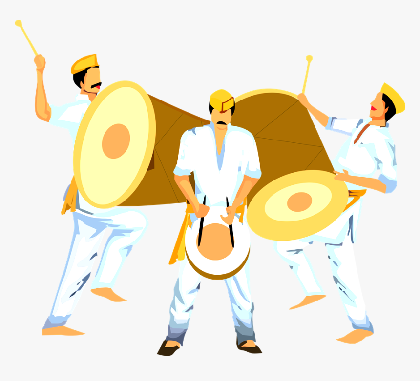 ঢপ ঢপ ঢাক ঢোল - Pathak Dhol Tasha Png, Transparent Png, Free Download