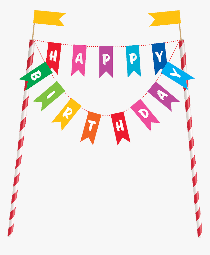 Bunting Happy Birthday Cake Topper - Birthday Cake Banner, HD Png Download, Free Download