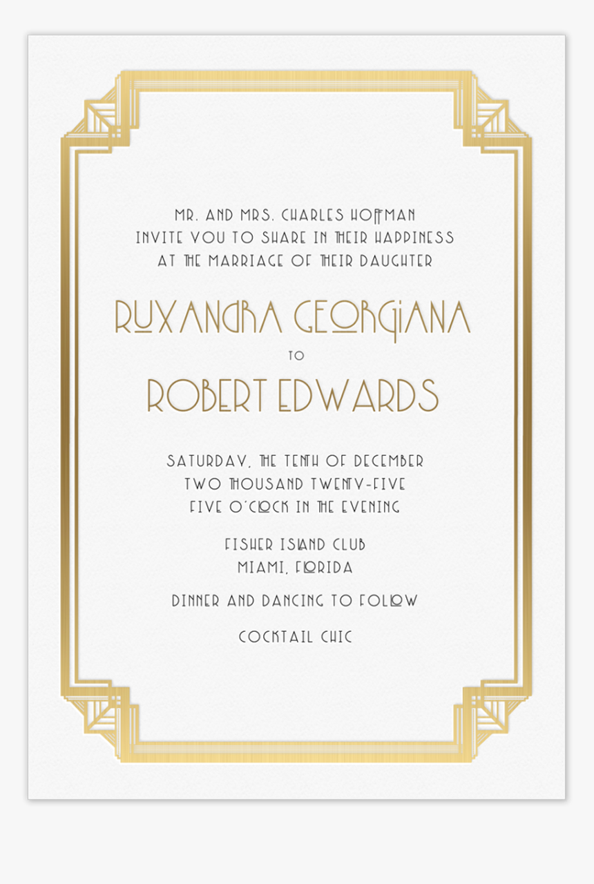 White Invitation Gatsby Border, HD Png Download, Free Download