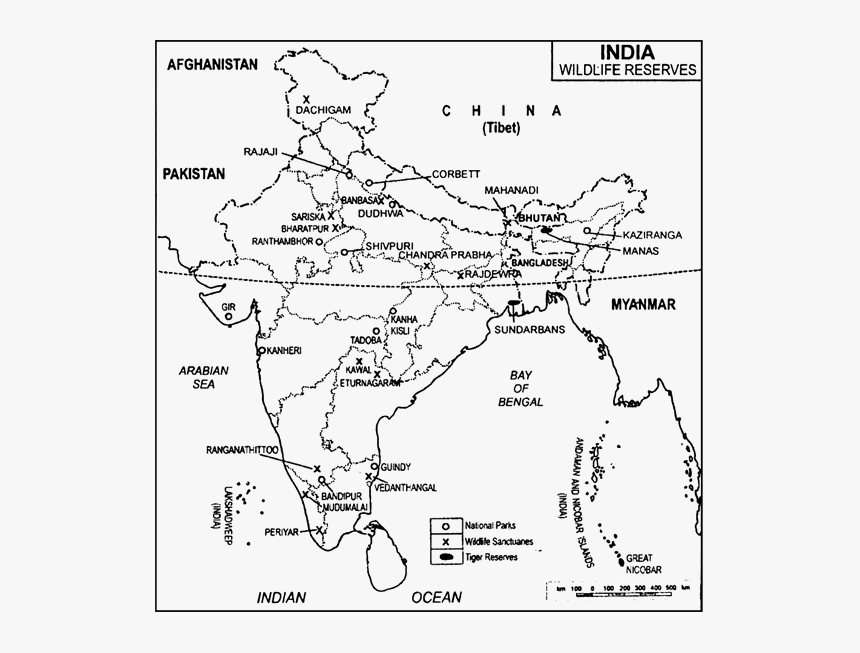 Transparent India Map Outline Png - Show National Parks On Map Of India, Png Download, Free Download