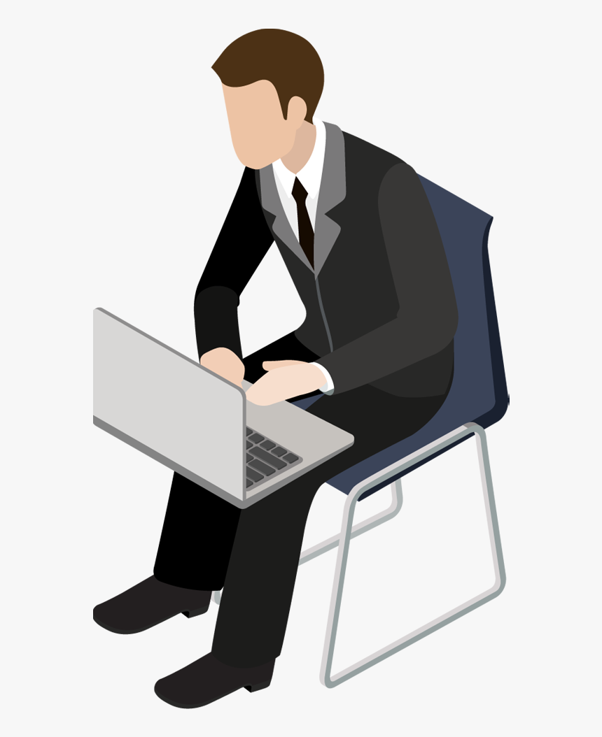 Young Clipart Thinking - Cartoon Using Laptop Png, Transparent Png, Free Download