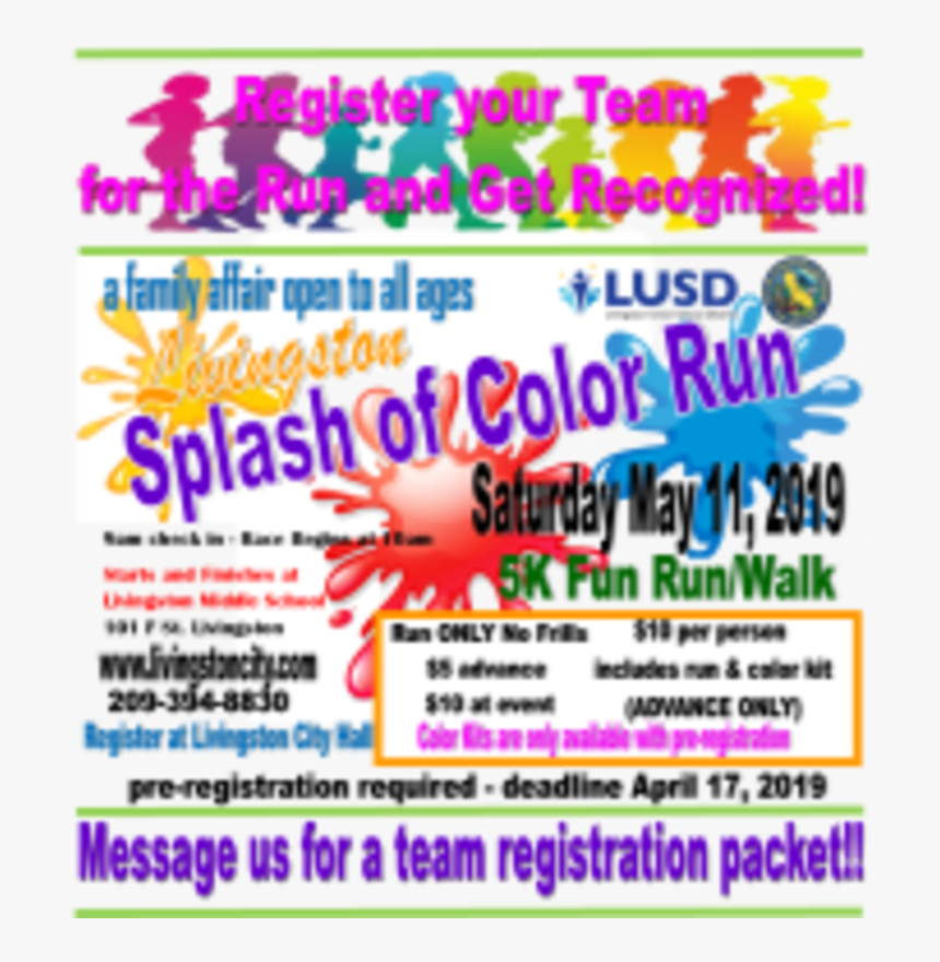 Splash Of Color 5k Fun Run - Poster, HD Png Download, Free Download