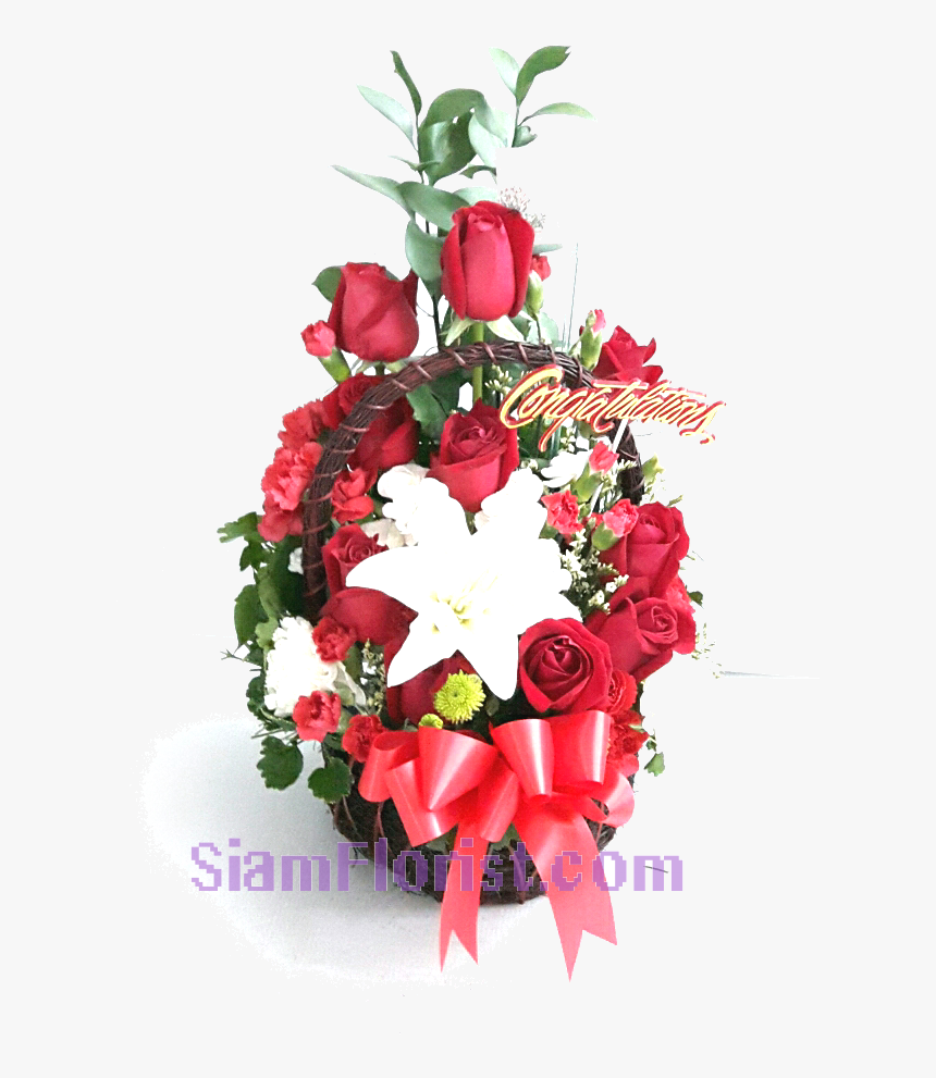 2499 Basket Of Lilies And Roses Start Us$78 - Garden Roses, HD Png Download, Free Download