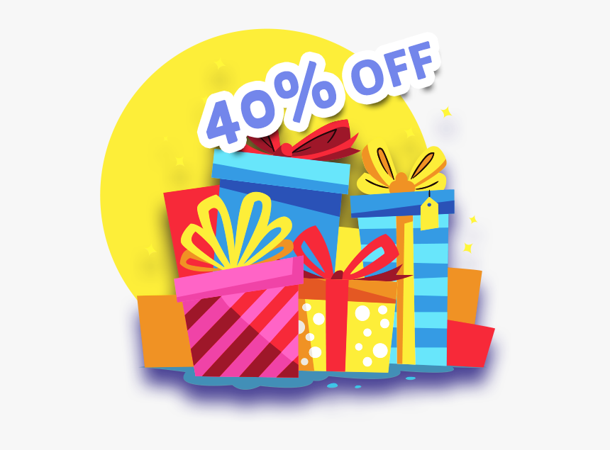 Transparent 40% Off Png - Christmas Gifts Vector, Png Download, Free Download