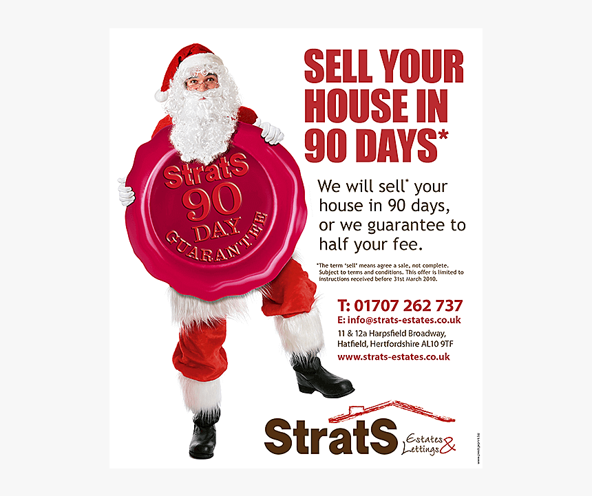 Christmas Themed Estate Agents Flyer, With 90 Days - Santa Claus, HD Png Download, Free Download