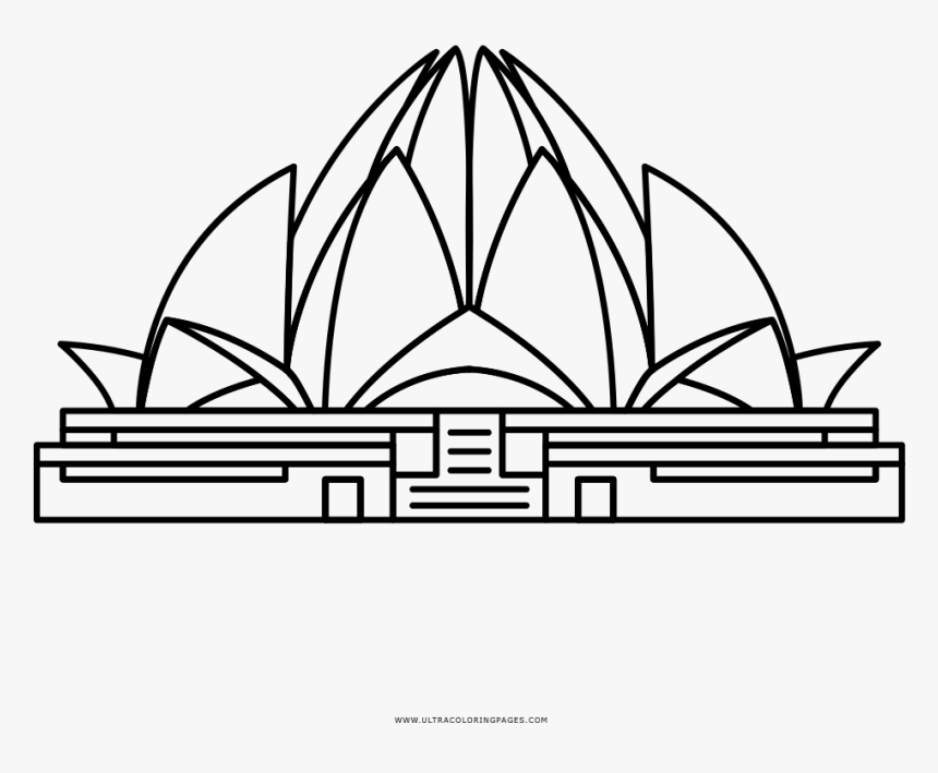 Lotus Temple Coloring Page - Simple Lotus Temple Drawing, HD Png Download, Free Download