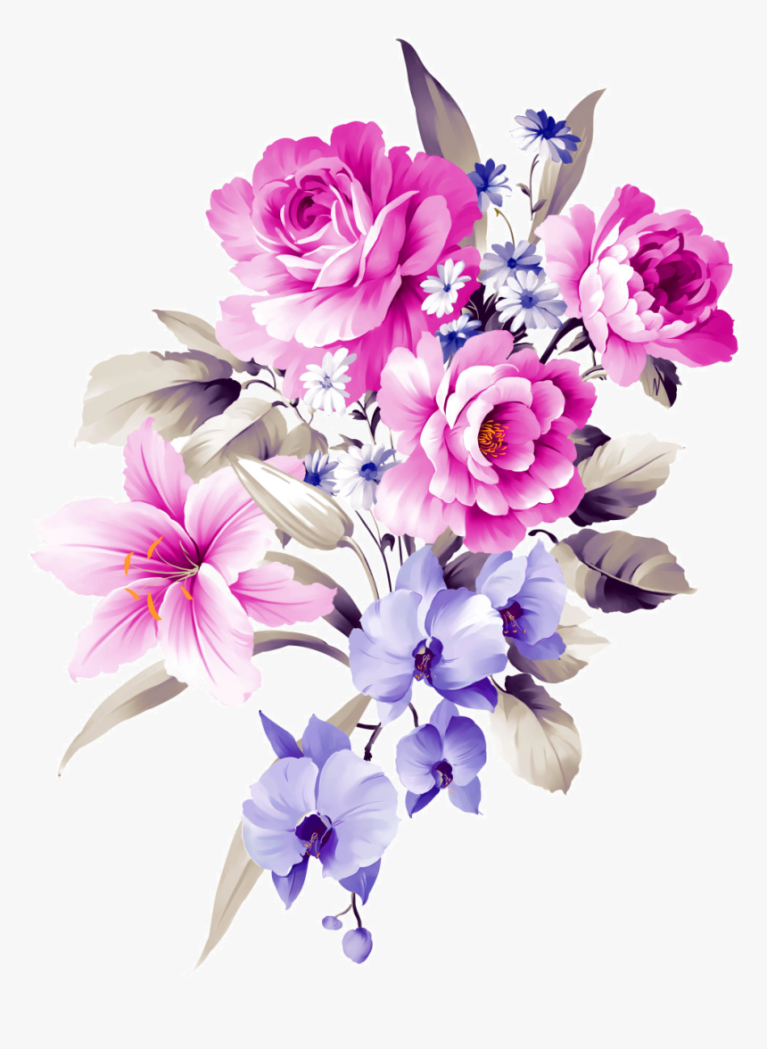 Flower Bouquet Shamrock Cut Design Bouquets Floral - Violet Colour Flowers Png, Transparent Png, Free Download