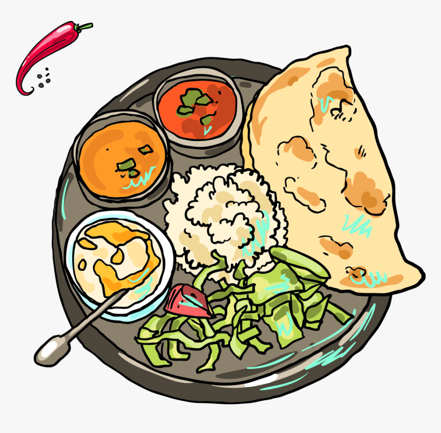Indian Cuisine Pakora Samosa Rajma - Cartoon Images Of Indian Food, HD Png Download, Free Download