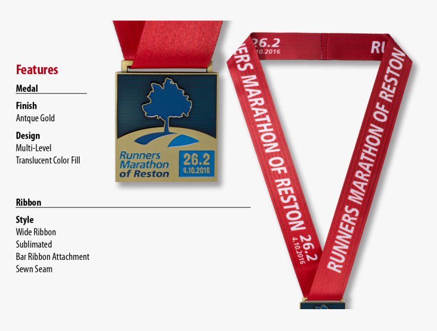 Red Colored Neck Ribbon For Running Medals - Custom Medal Ribbons, HD Png Download, Free Download