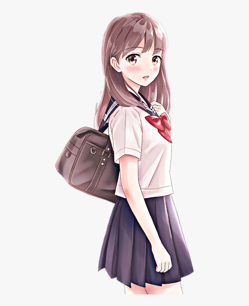 anime girl walking to school