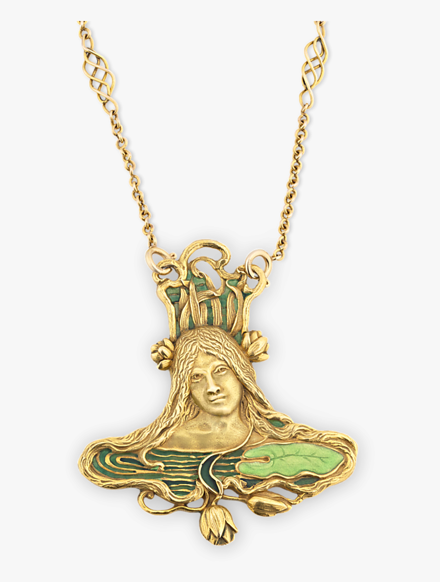 Art Nouveau Pendant And Chain - Art Nouveau Chain Necklace, HD Png Download, Free Download