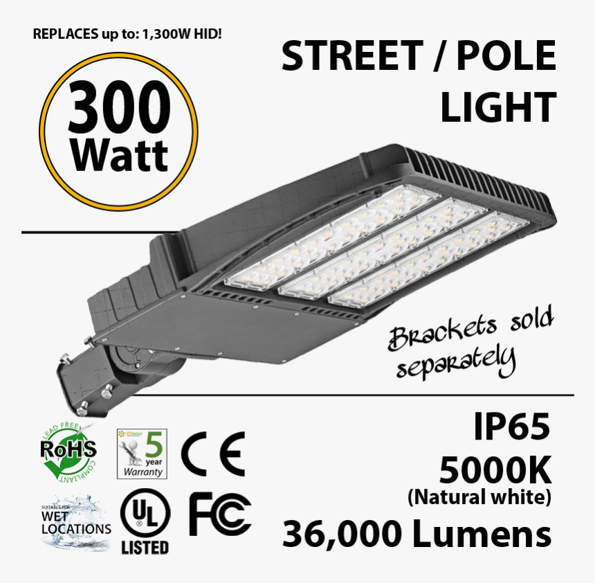 300w Led Street Light / Pole Mount Fixture 36000lm - Street Light, HD Png Download, Free Download