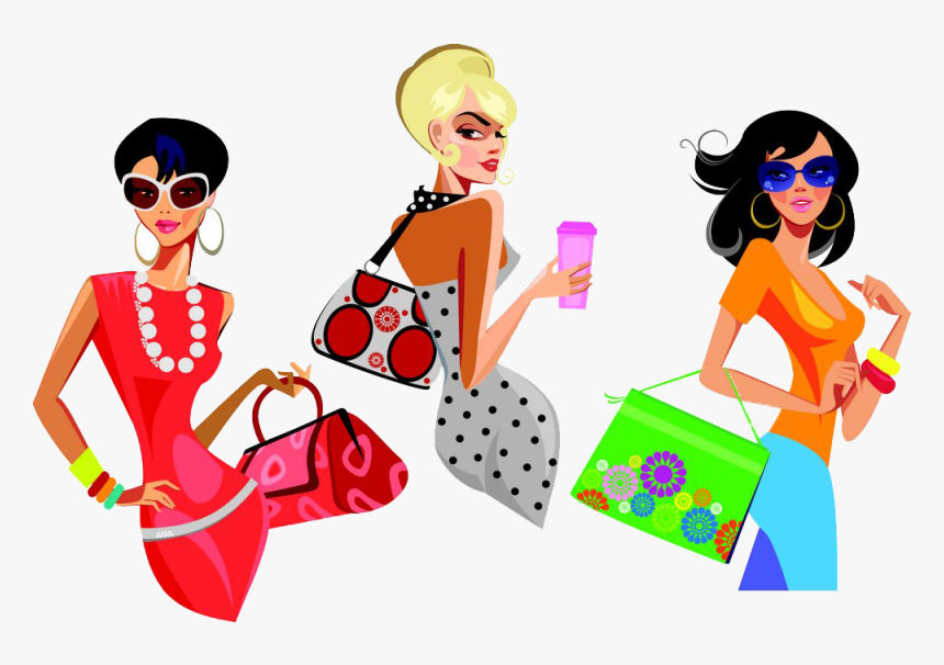 Handbag Woman Fashion Shopping Illustration Download - Fashion Woman In Red Clipart, HD Png Download, Free Download