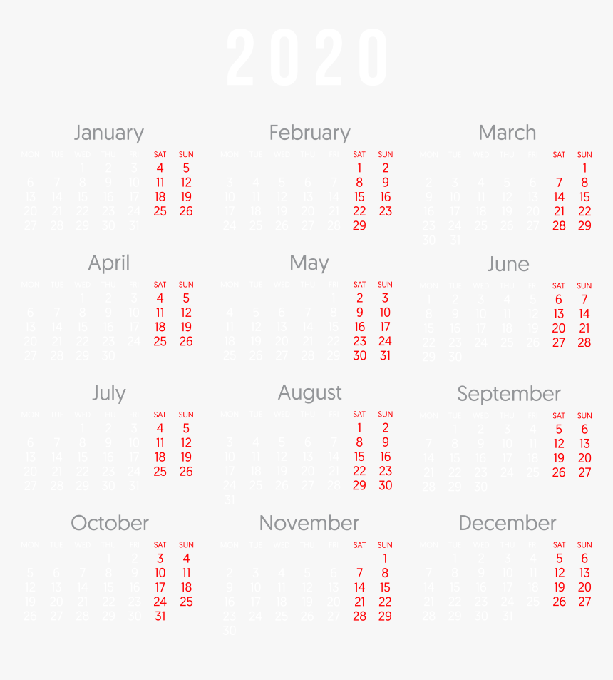 2020 Calendar Png Transparent Hd Photo, Png Download, Free Download