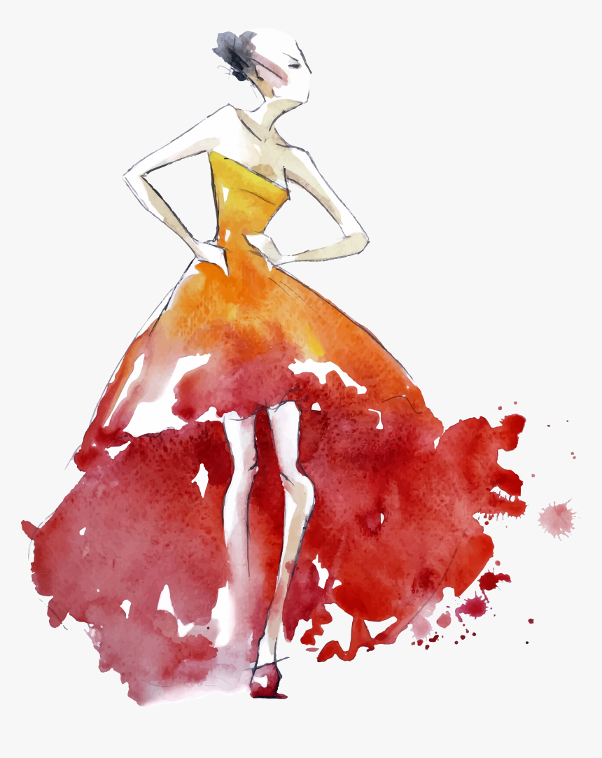 Download Fashion Haute Illustration - Women Fashion Design Drawing, HD Png Download, Free Download