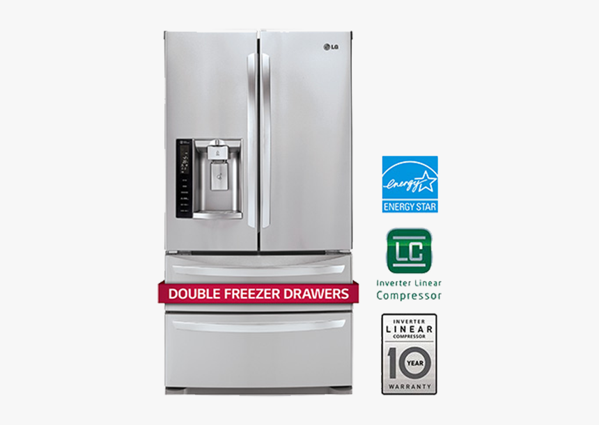 Lg Double French Door Refrigerator, HD Png Download, Free Download